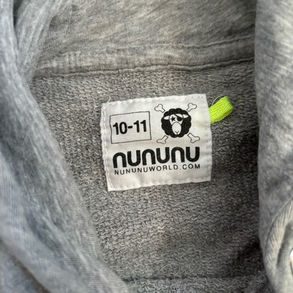 NUNUNU kids distressed gray hoodie sweatshirt - Picture 7 of 8
